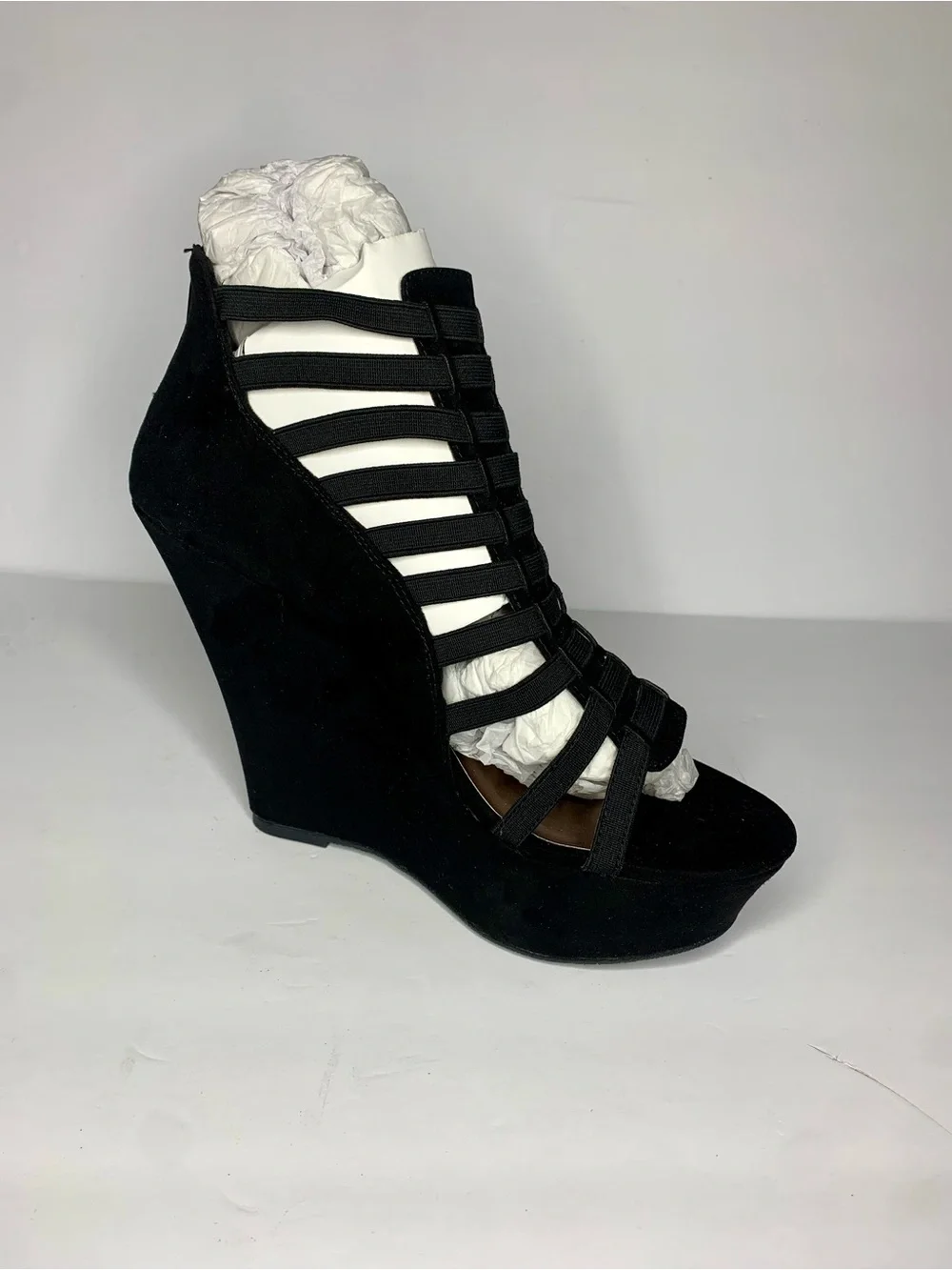 Charlotte Russe Black Strappy Platform Wedge Sandals